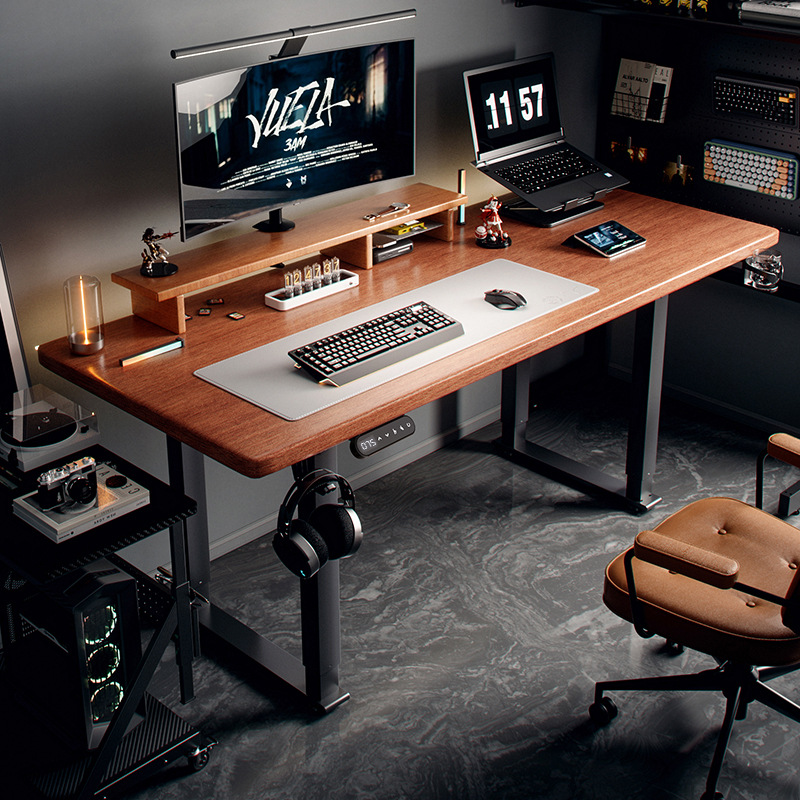 Electric lifting table double Motor solid wood computer desk home intelligent double four column desk leg table stand