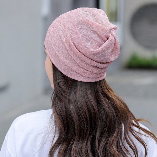 女款包头帽薄款透气防晒堆堆帽针织空顶夏秋月子帽空调帽化疗纯色