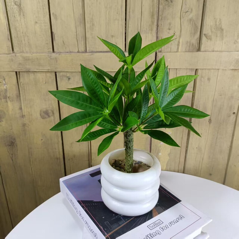 Cross-Border Artificial Green Plant Money Tree with Goose Feet Leaves, Potted Plant for Desktop Indoor Decoration, High Simulation Fake Tree Landscaping