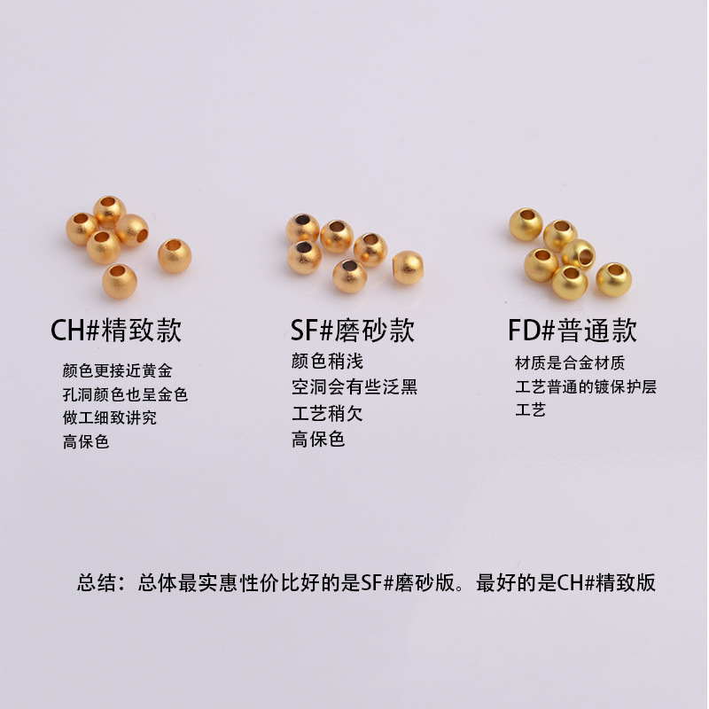 Ancient method loose beads sand gold beads frosted color retention beads transfer beads diy hand-woven accessories bracelet string