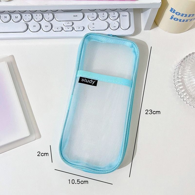 メッシュ鉛筆バッグイン高価値透明シンプル鉛筆バッグ大容量ロゴなし学生試験かわいい文具バッグ|undefined