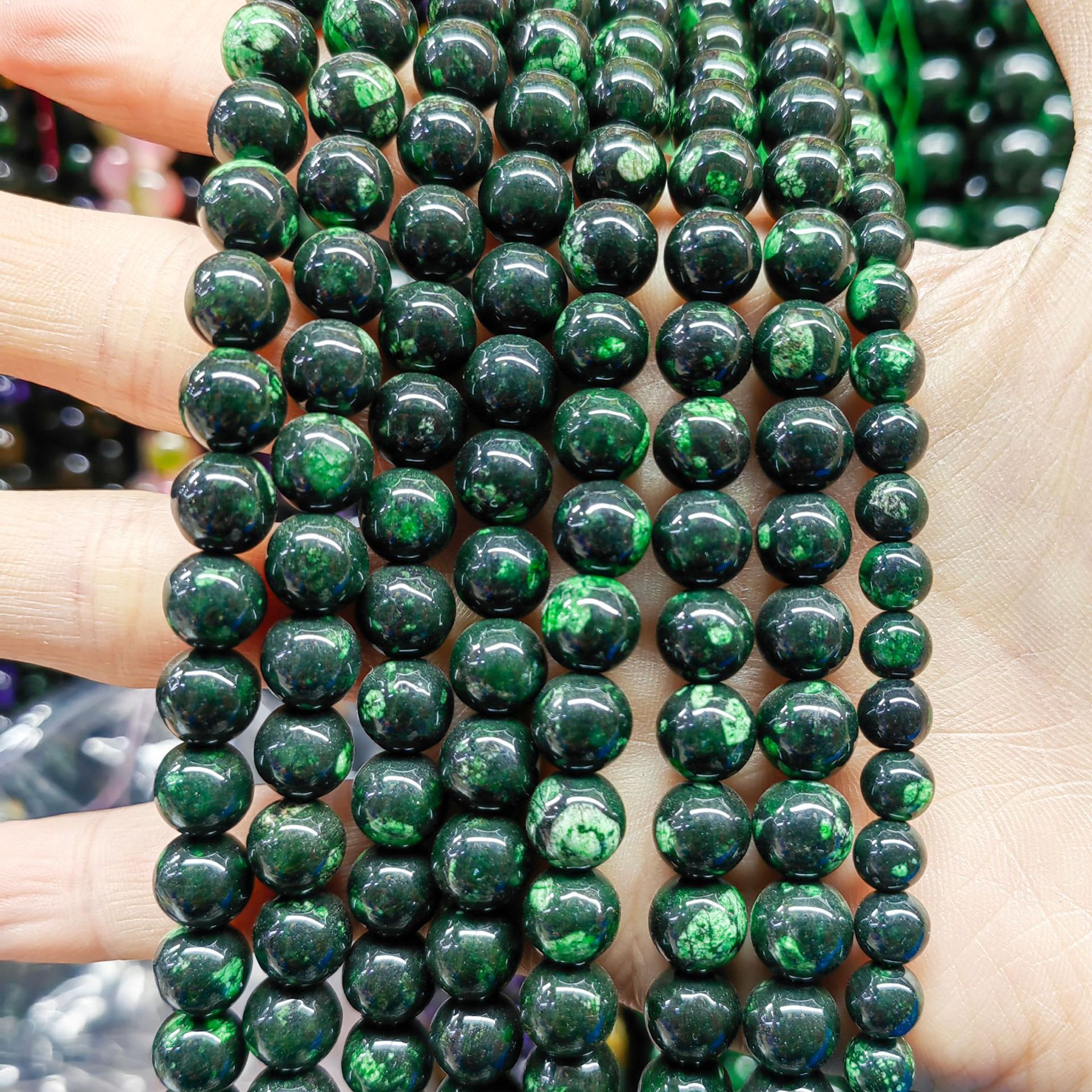 Sansheng piedra dorada bicolor esferas semiacabadas joyas diy accesorios al por mayor