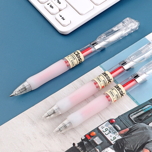Baoke press gel pen f35 transparent rod student examination carbon pen 0.5mm press type office accounting water pen