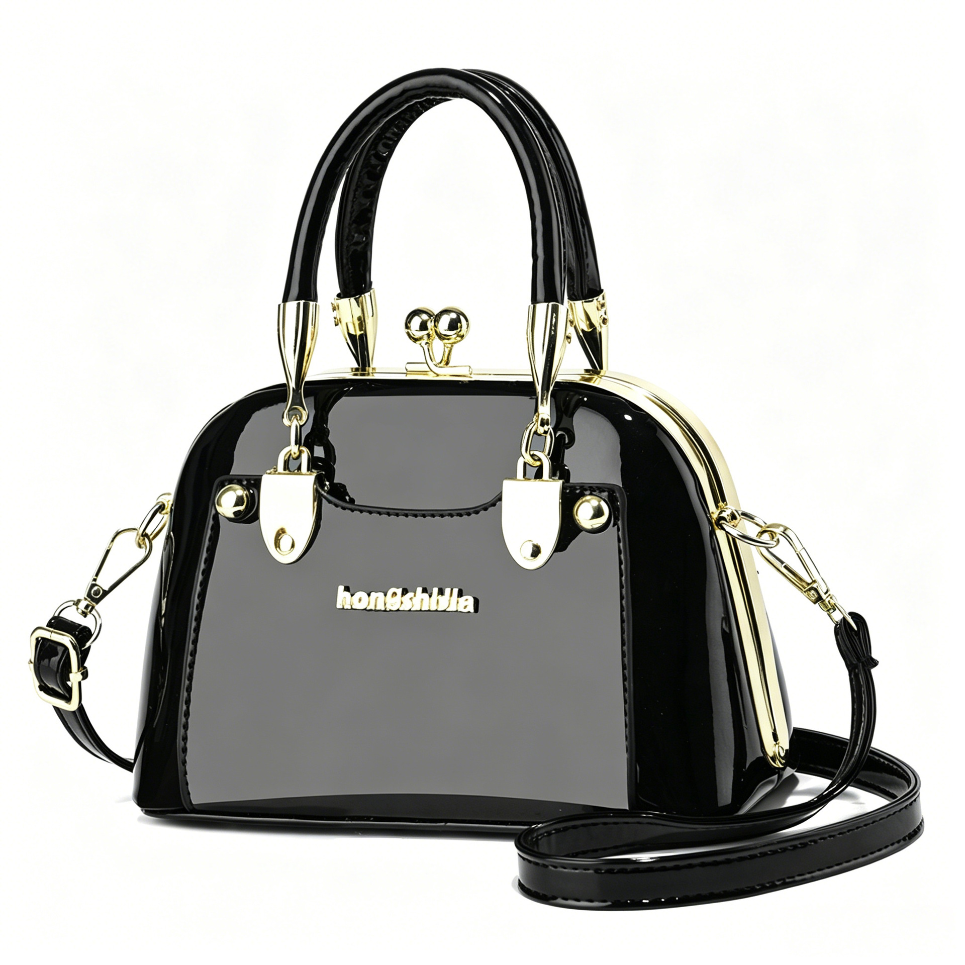 2026 nuevo retro oro fijo bolso de mano concha de mujer ligero lujoso bolso de cuero brillante temperamento transfronterizo bolso de hombro de mujer image 5