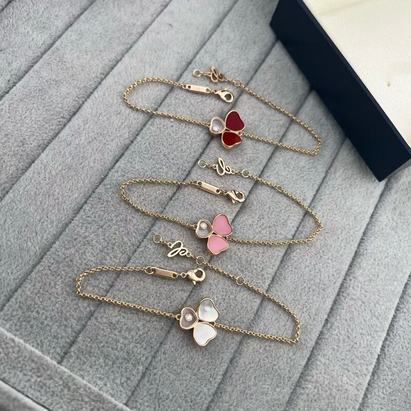 High-End V Gold Chopard Clover Mother-Of-Pearl Bracelet with Diamonds for Women Cross-Border Xiao Family Heart Agate Live Dropshipping