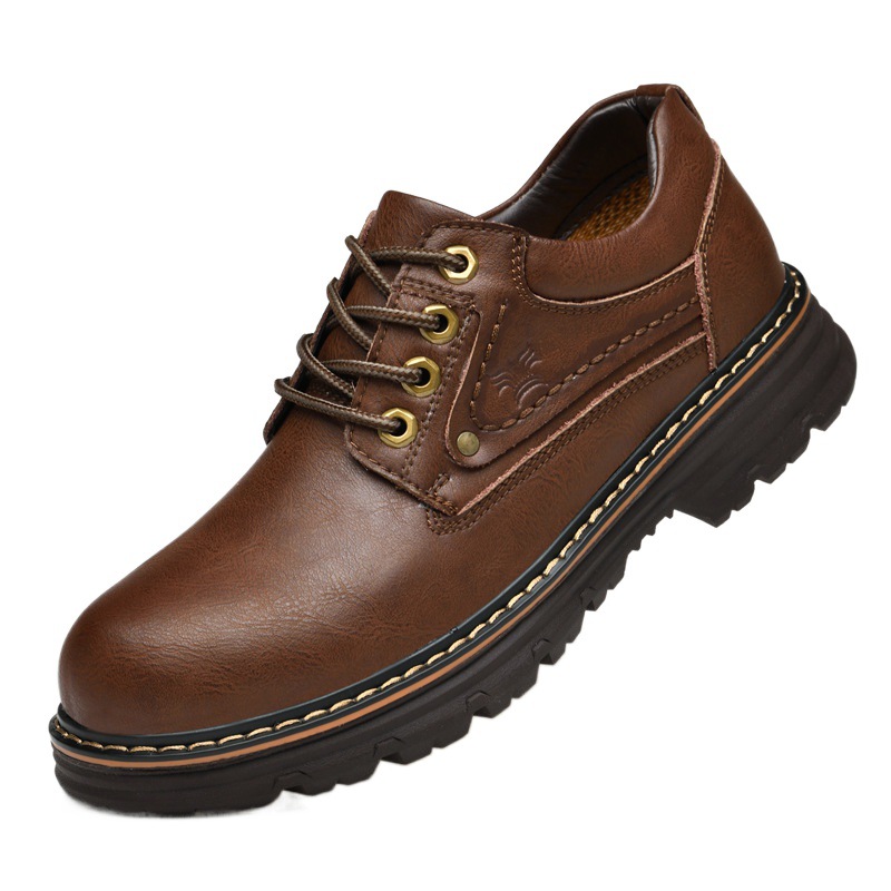 Herren Leder Freizeitschuhe Outdoor Robust Rutschfest Arbeitsschuhe_voghion.com