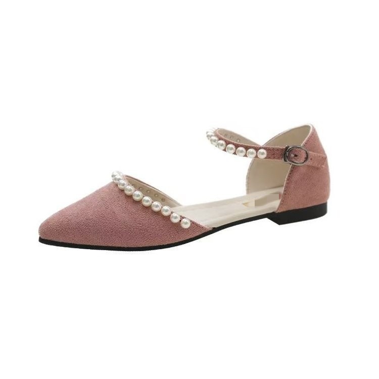 Fairy Wind con falda de punta lateral sandalias vacías de verano 2026 nuevo ballet con cuentas suaves zapatos de noche