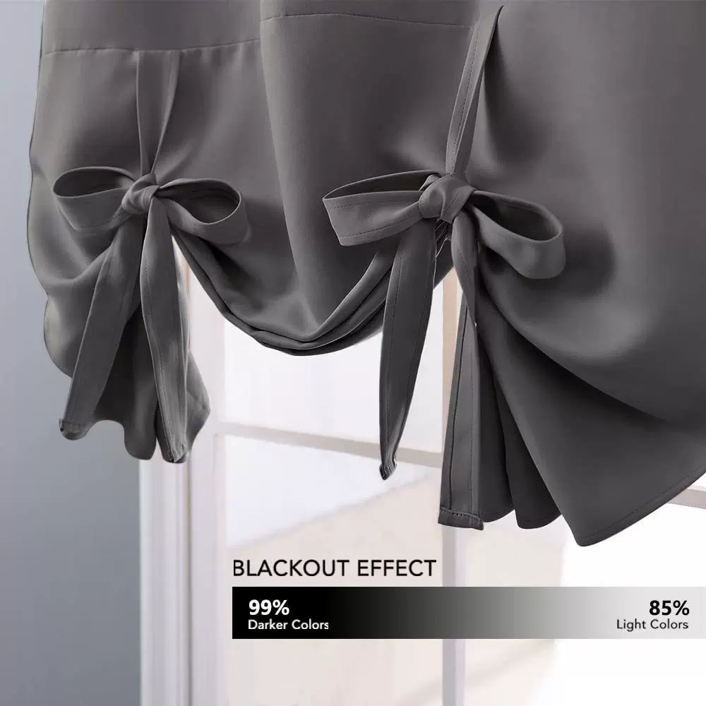 亚马逊双面无光纯色罗马短帘遮光窗帘可调节系带隔热窗帘布现货