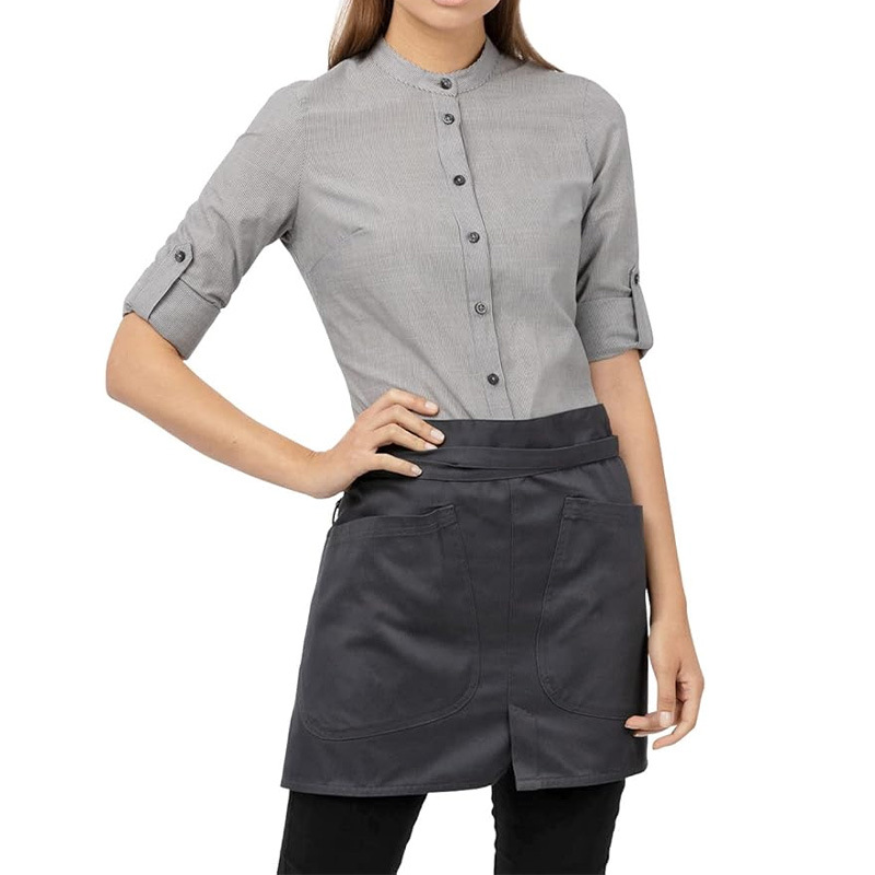 Amazon crossover nuevo delantal corto de media longitud abierto restaurante camarero ropa de trabajo hogar cocina delantal algodón