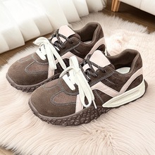 2025秋季新款透气运动休闲鞋女款厚底复古女鞋通勤百搭平底阿甘鞋