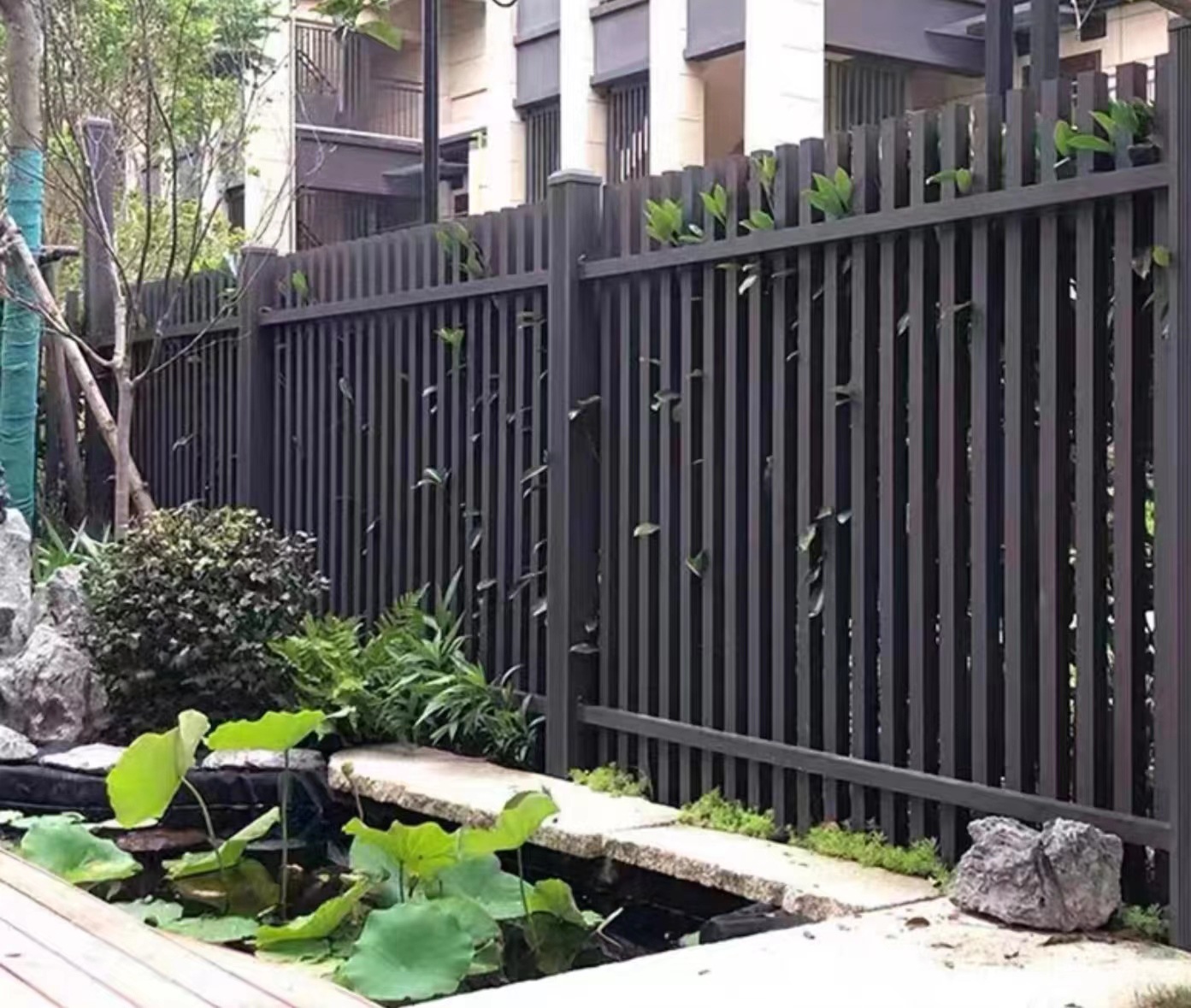 新中式简约铝艺护栏 小区庭院围栏 花园铝合金护栏 别墅围墙栅栏-阿里巴巴
