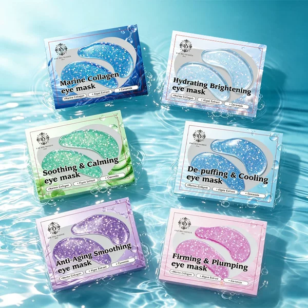 Cross-border all-English glitter multi-color eye mask 6g moisturizing and hydrating collagen eye mask manufacturer wholesale