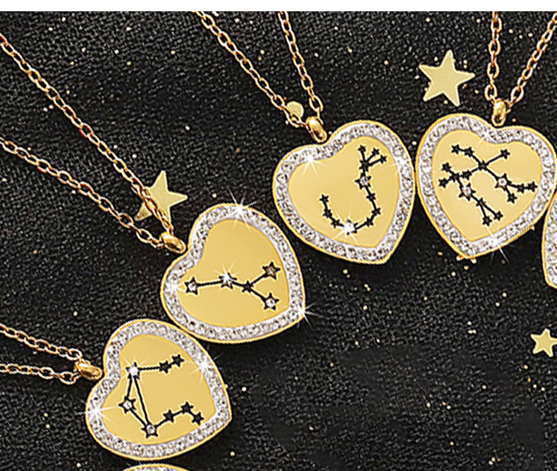 fashion 12 constellation necklace simple titanium steel clavicle chainpicture1
