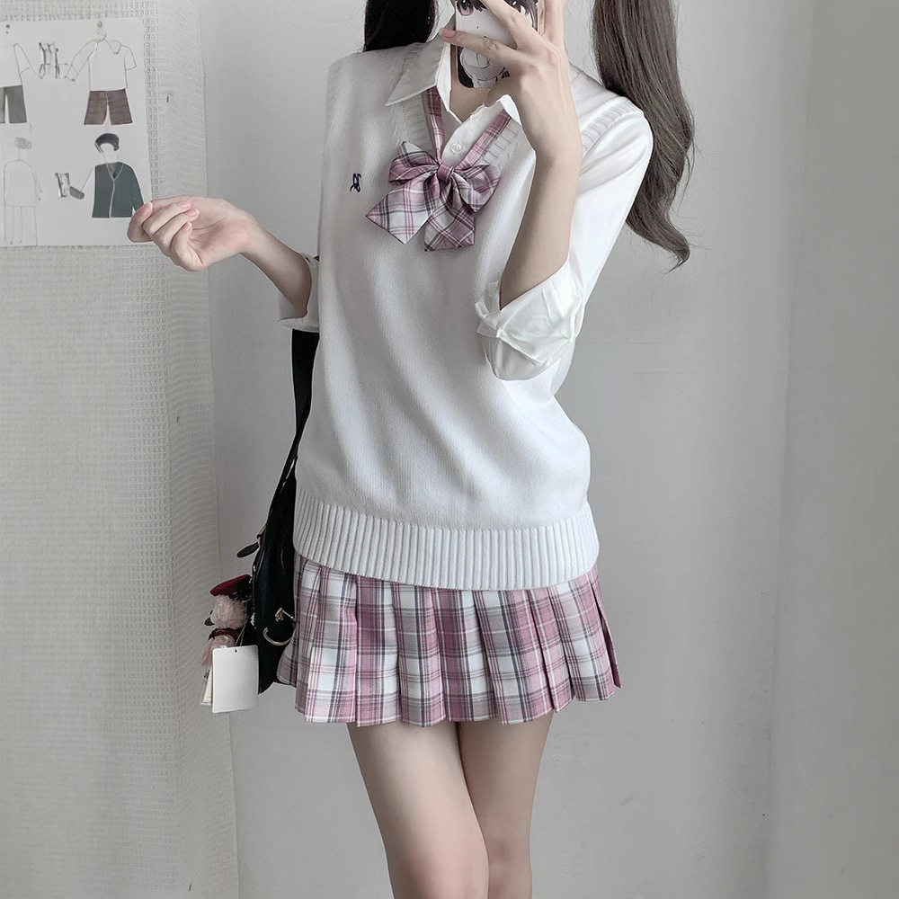 THORNY RABBIT 원래 JK CHEN JINZHONG 솔리드 컬러 조끼 스웨터 일본 제복 대학 스타일 니트 스웨터 가을, 겨울 여성용