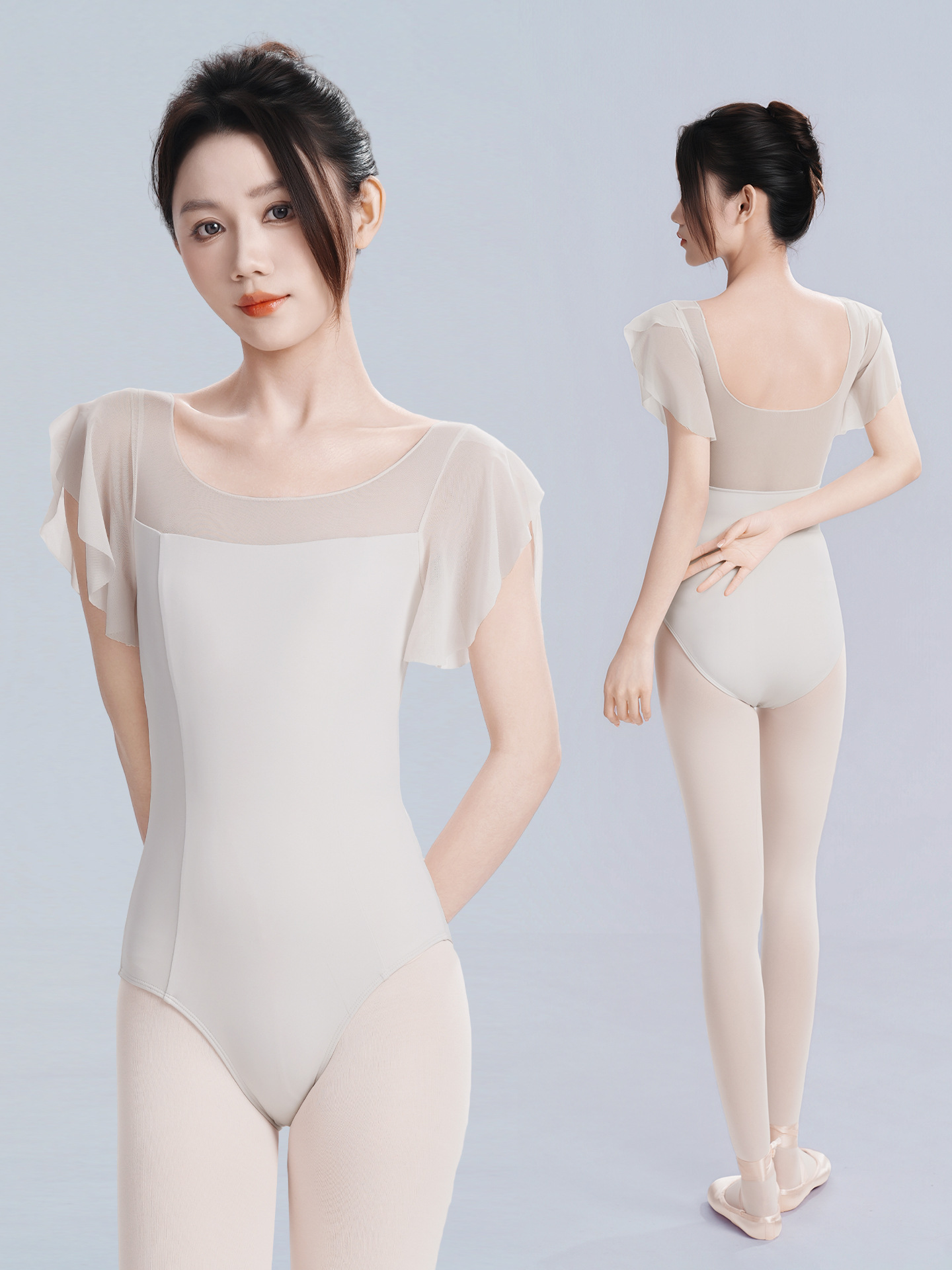 Dance Practice Clothes for Adults, Mesh Short-Sleeve Practice Clothes, Female Art Exam Training Clothes, Gymnastics Clothes, Ballet Clothes