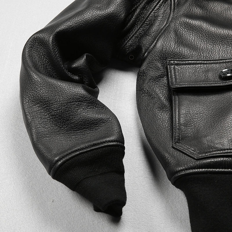 Men’s Genuine Goatskin G1 Bomber Jacket – Detachable Wool Collar, Vintage Flight Style (S-2XL)_voghion.com