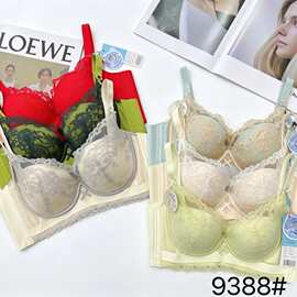 陪伴9388#精致蕾丝高侧收内衣软托34-40薄B杯聚拢软钢圈文胸批发