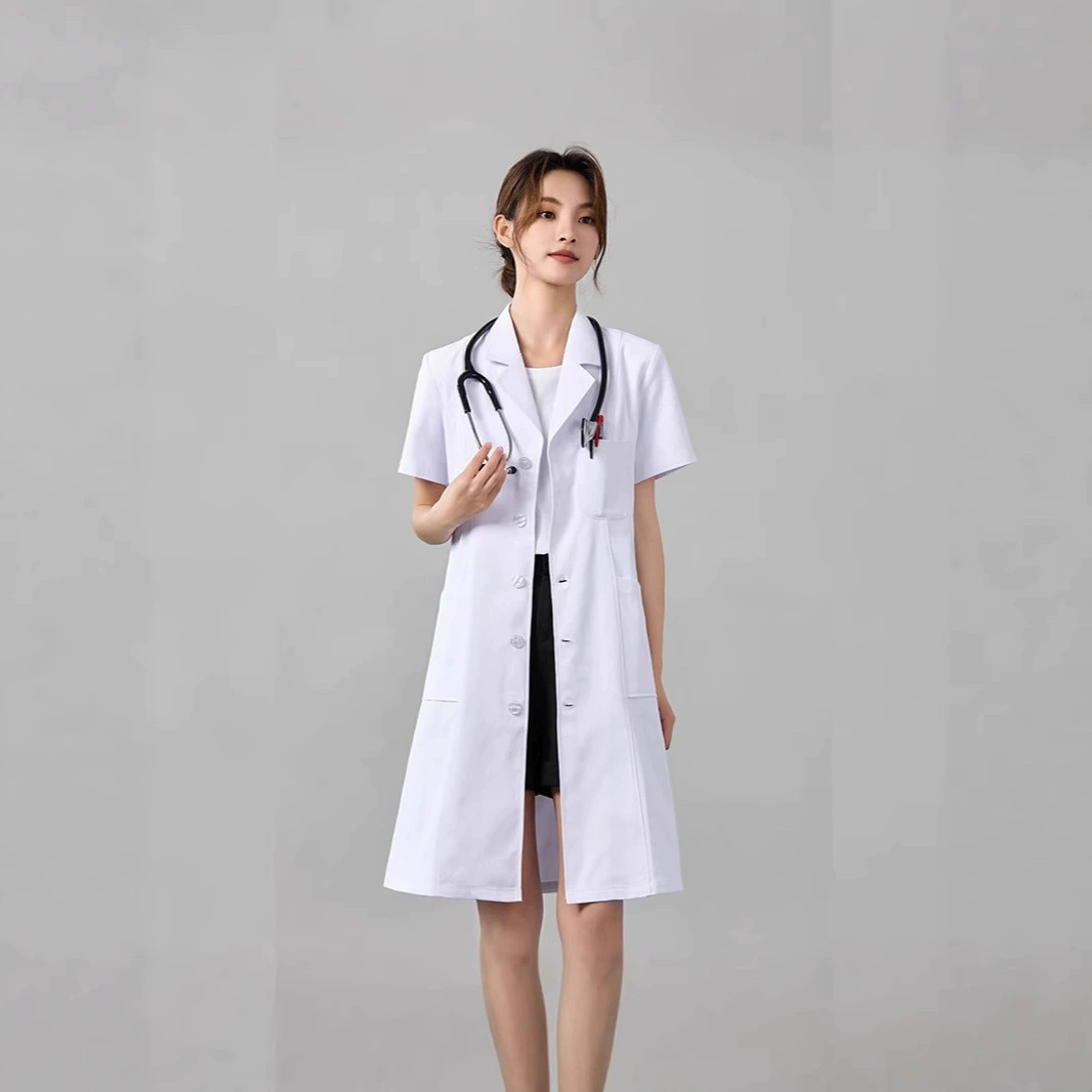 Белое пальто Женское зимнее утолщение с длинными рукавами Доктор Студенческое пальто с короткими рукавами Больничная лабораторная одежда для медсестер
