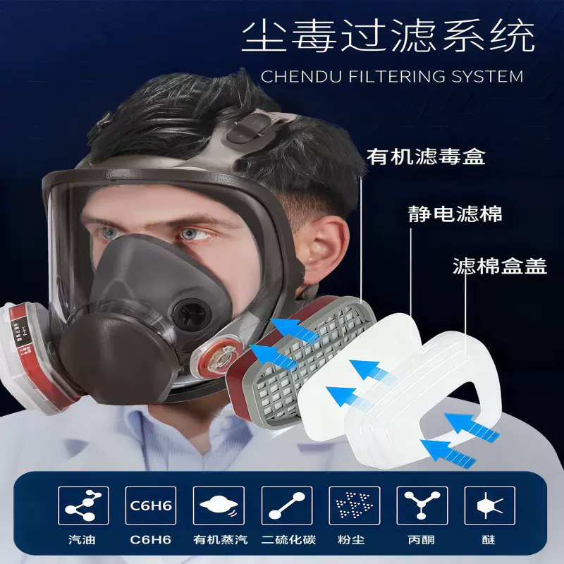 工业防尘毒全面具高效滤盒阻粉尘毒烟密封贴合喷漆矿山化工等专用
