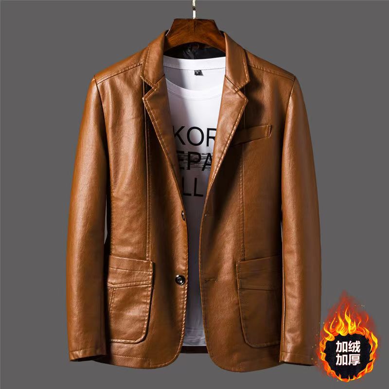 Men's Jacket 2025 Autumn New Lapel Jacket Men's American Retro Pilot Pu Leather Dark Flower Jacket Top