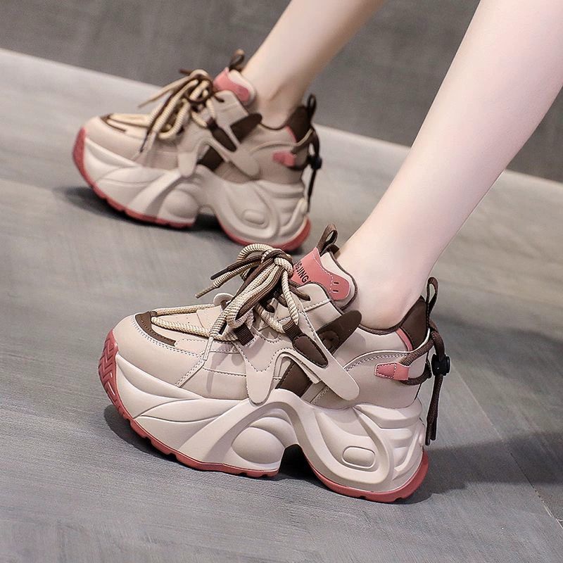 Популярные женские туфли-ботинки на платформе 8 см, весна 2025, новые универсальные повседневные туфли на толстой подошве для женщин с небольшой стопой, в стиле ins