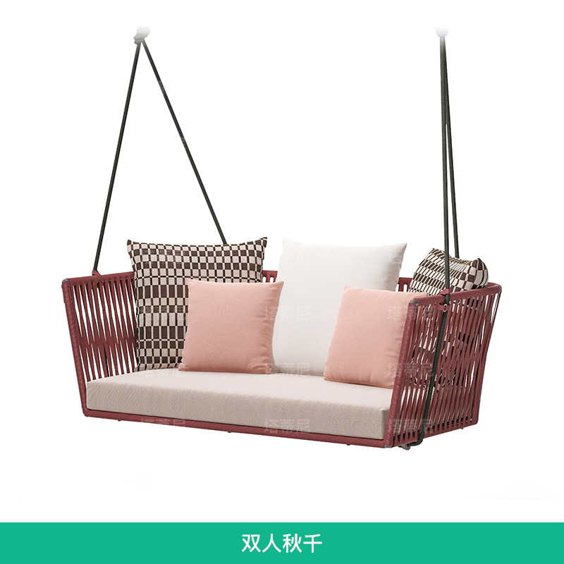 Swing al aire libre patio al aire libre balcón impermeable muebles de ocio cuerdas de cabina colgantes de caña sillas de caña image 11
