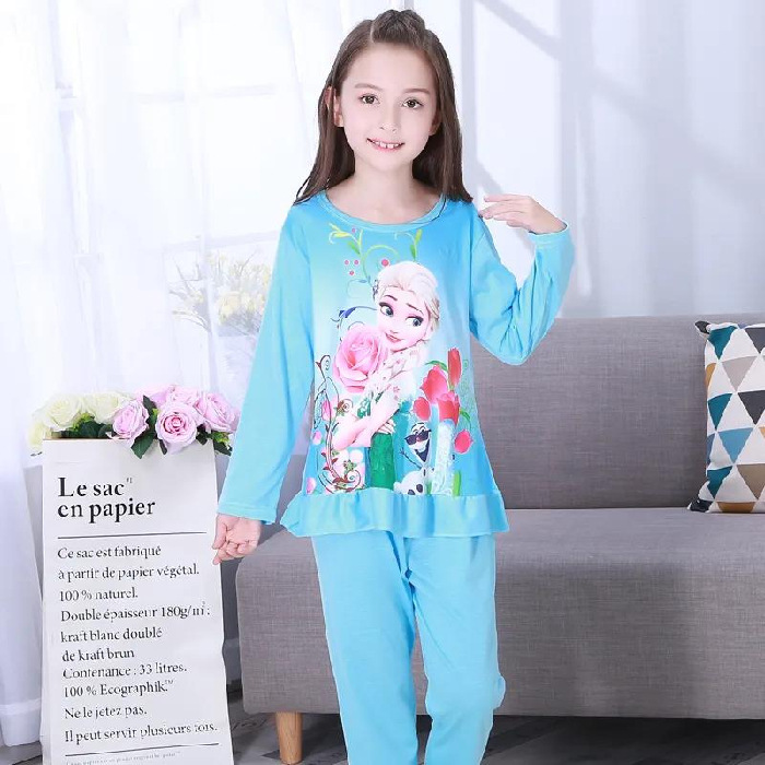 Pijamas infantiles de manga larga primavera y otoño verano niñas niños grandes ropa de aire acondicionado delgada princesa bebé set de ropa de hogar