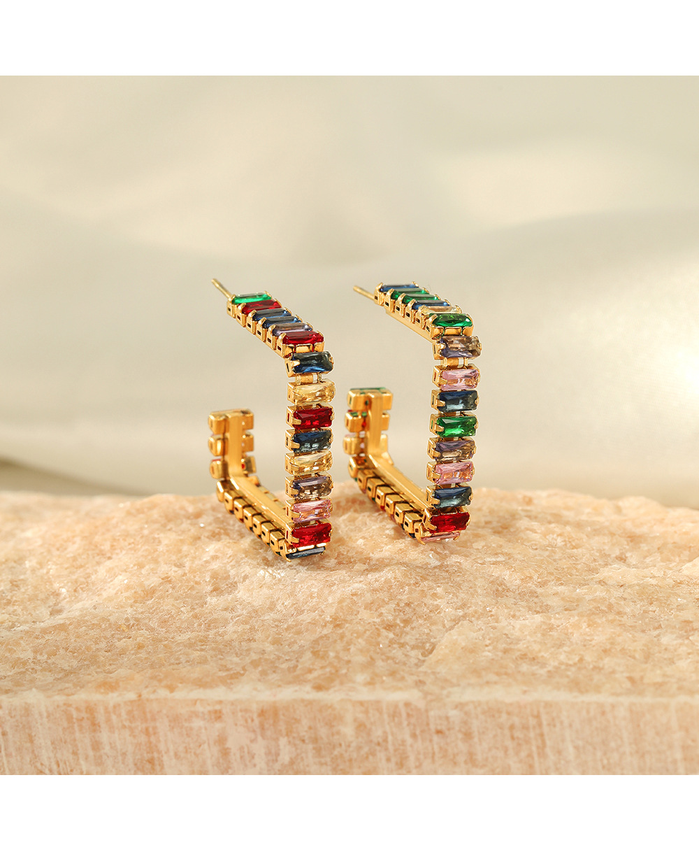 12g Weight PVD Coated Gold Plating Process 304 Stainless Steel Ear Needle Material Rhinestones Inlay Material Earrings Classification 1 Pair Quantity Daily Occasion 304 Stainless Steel Material Geometric Pattern Women'S Gender Ethnic Style Style Waterproof Non Tarnish, Inlay Craft 1 Pair Ethnic Style Geometric Inlay 304 Stainless Steel Rhinestones Stainless Steel Earrings