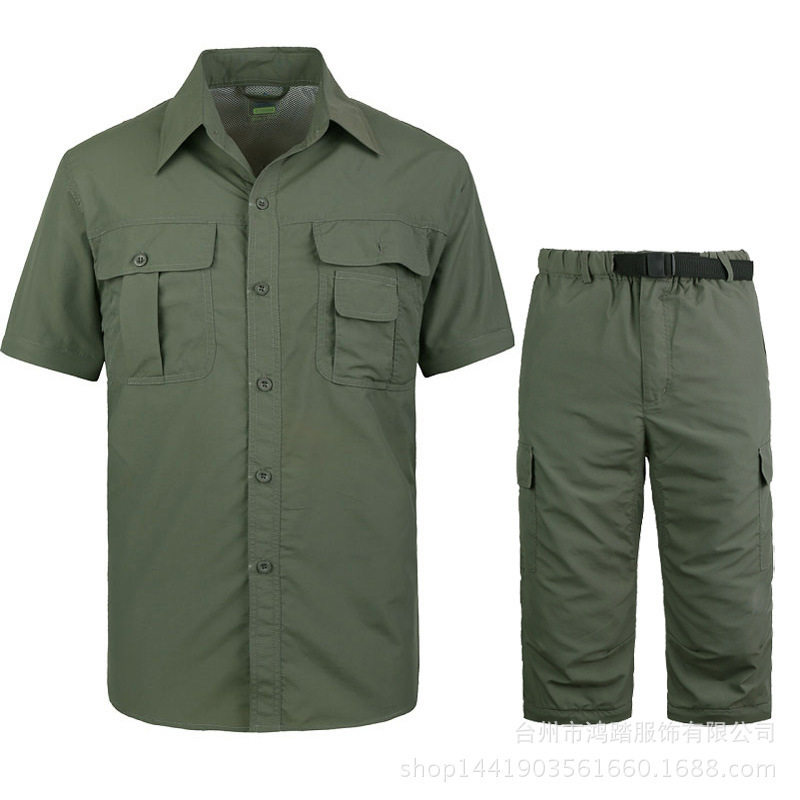 Camisa de secado rápido para exteriores, ropa fina de secado rápido para hombre, traje de manga corta desmontable para mujer, LOGO bordado