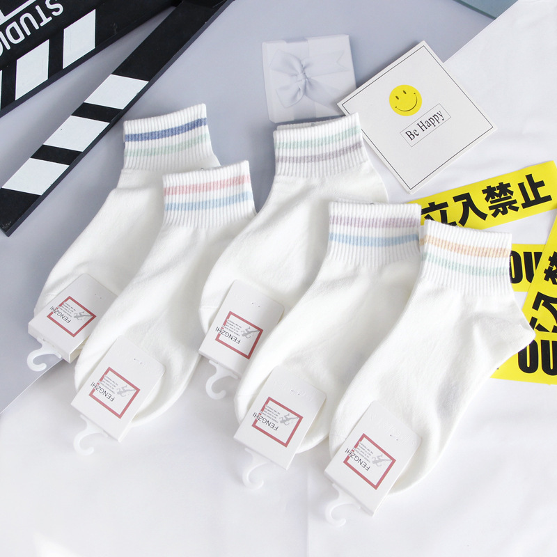Spring and summer cotton socks women's sports fashion breathable cotton socks sweat-absorbent tube solid color trend College wind socks wholesale