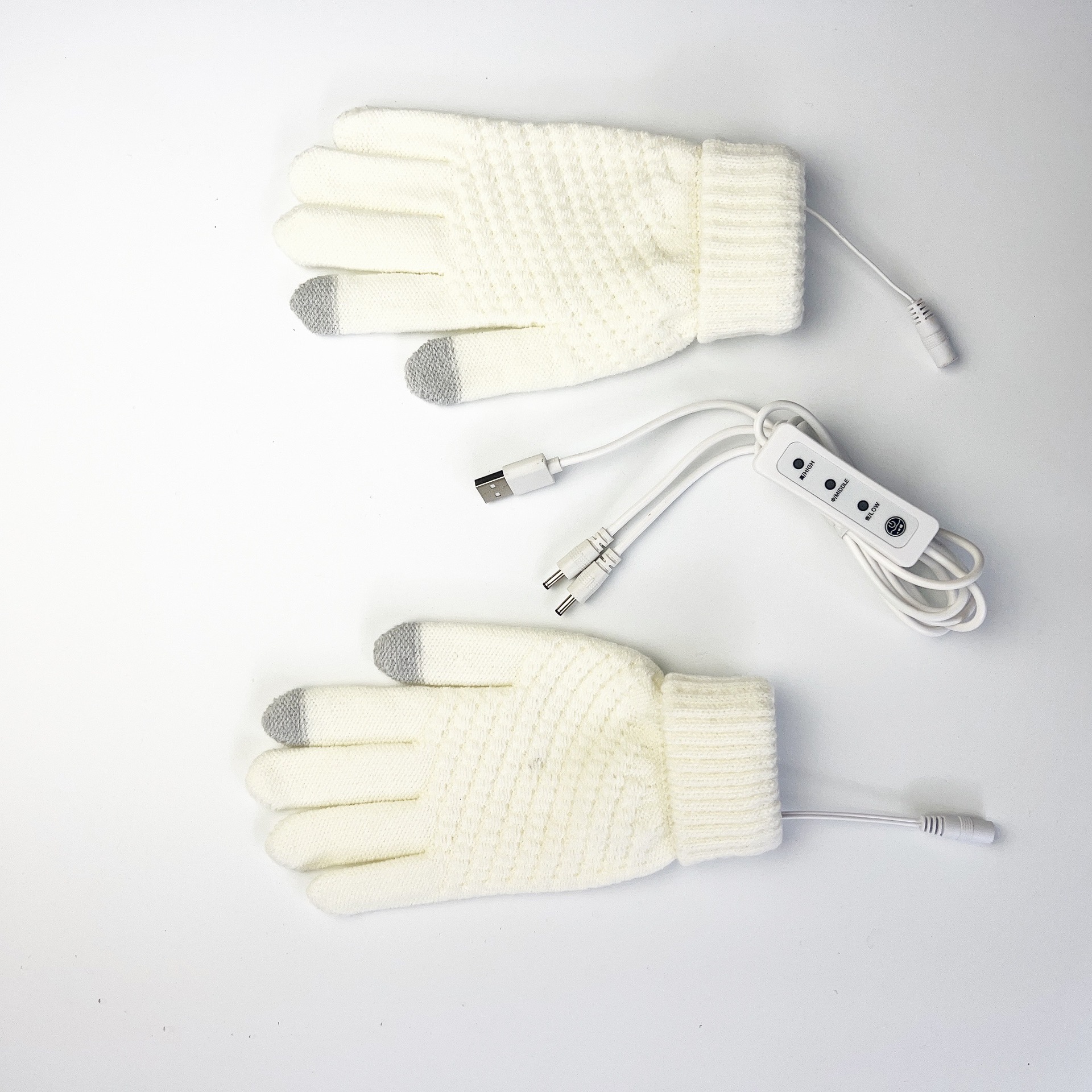 A cuadros de manga larga invierno pantalla táctil térmica suministro directo de fábrica Guantes eléctricos USB exclusivos transfronterizos 5-Dedo de punto de piña