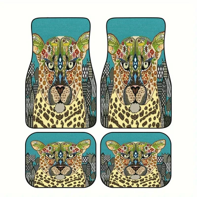 Cross-Border Cartoon Tiger Car Upper Protection Carpet Printing Wear-Resistant and Easy to Clean Four-Piece Set of Universal Car Floor Mats (Universal Foot Pad) - tiger