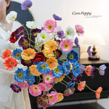 复古油画多头虞美人仿真花假花花材室内装饰花仿生花摆件厂家批发