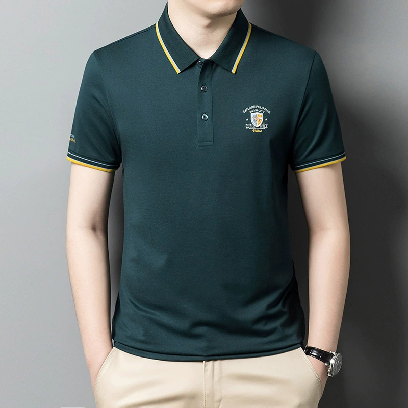 Summer thin short sleeve T-shirt for leisure, polo, for middle-aged man