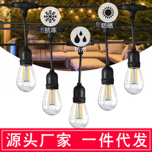 户外露营led灯串线防水装饰S14灯泡营地天幕氛围灯线跨境串灯批发