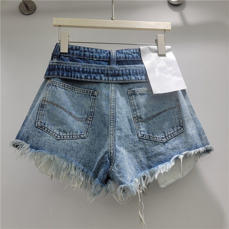 Pantalones Cortos Jeans con Roturas y Deshilachado Denim para Mujer