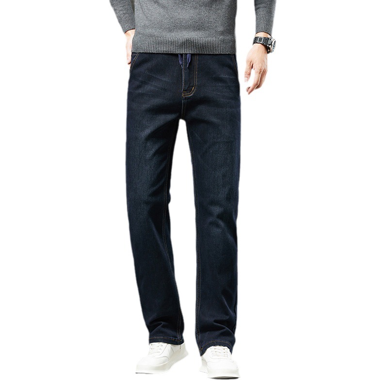 340 kg extra große Jeans Herren einfache und vielseitige Jeans mit elastischer Taille Herren Herbst und Winter dicke Jeans Herren_voghion.com