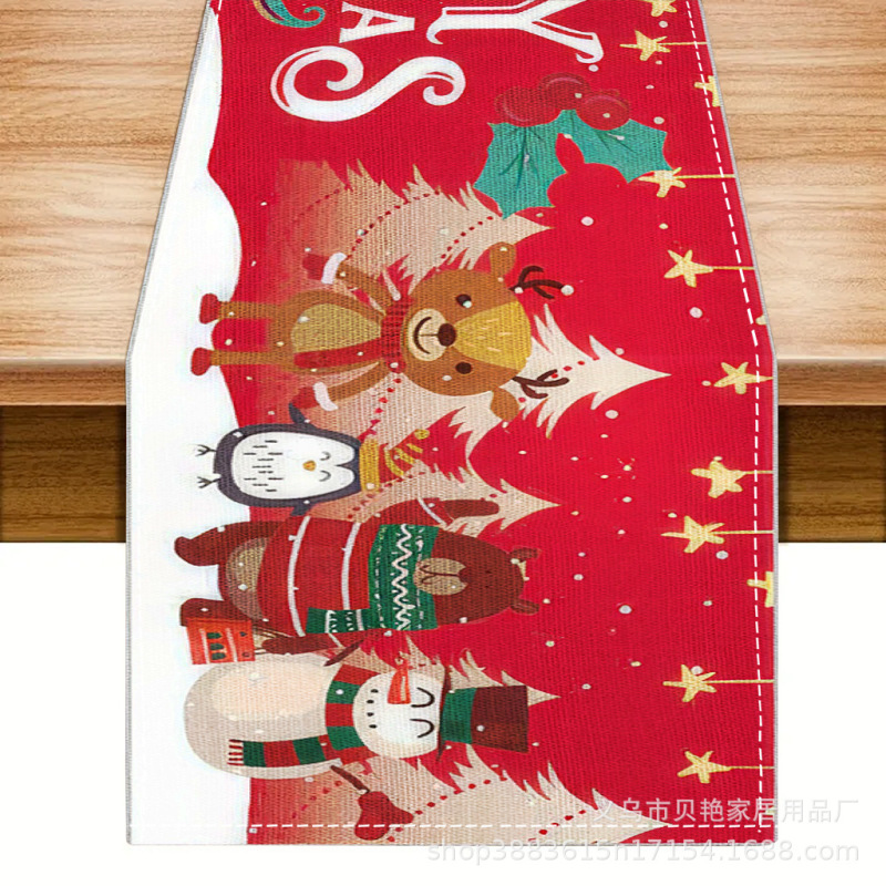 Amazonクロスボーダー新しいクリスマステーブルフラグ工場直販冬雪だるまサンタクロースプリントプレースマット|undefined
