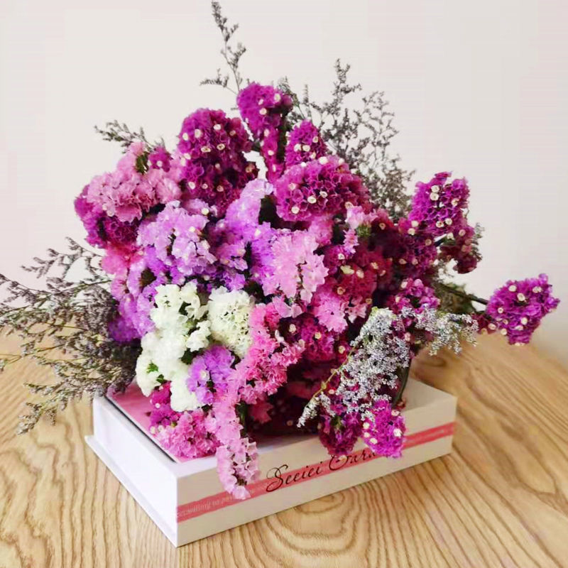 라이트 퍼플 로즈 레드 핑크 화이트 30개 + 러버 그래스 - 둥근 배꼽 꽃바구니 제외