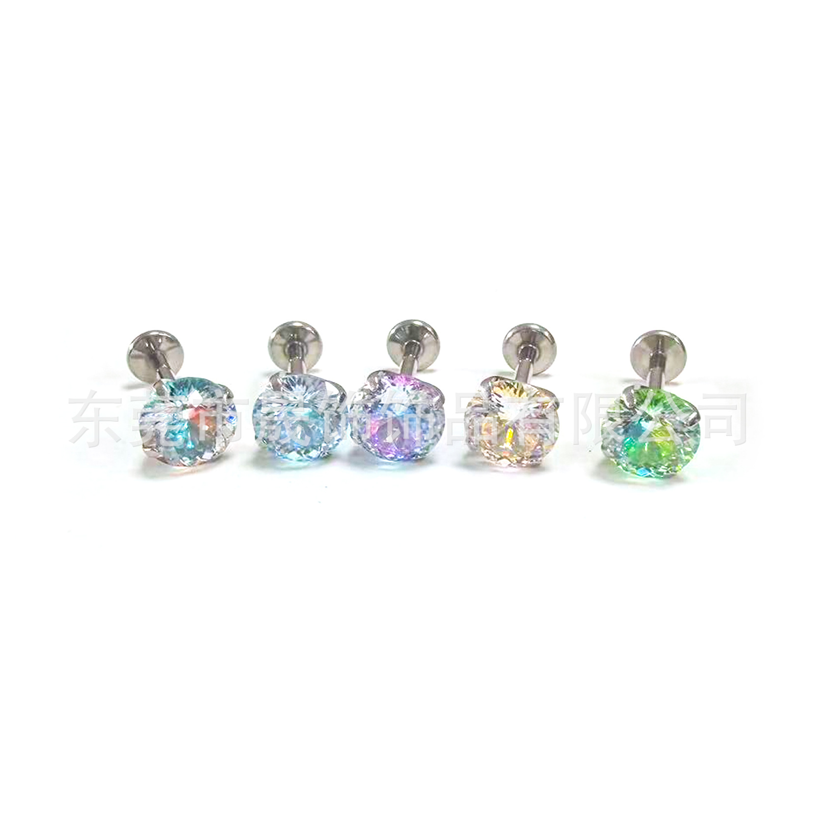 F136 Titanium Alloy Ear Stud Multicolor 鸟巢切爆闪圆 Cubic Zirconia Helix Cartilage Stud Ear 蜗钉 Ear 饰厂家
