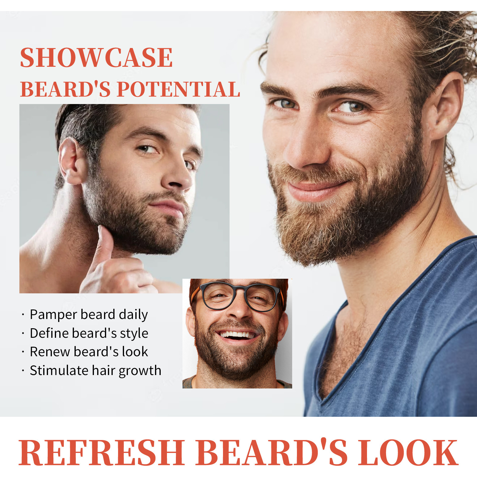 Rolo forte raízes resistentes macio, brilhante e hidratante pente de bigode nutritivo de crescimento grosso masculino_voghion.com