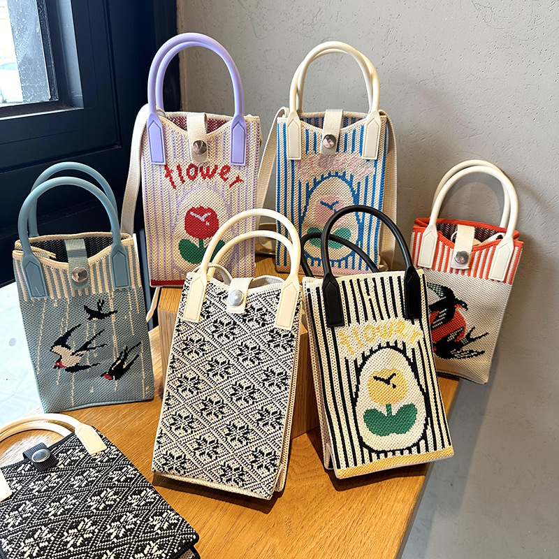 Chaleco de punto, bolso de mano, flor de golondrina de verano y otoño, chaleco conveniente, bolso de mano, bolso de muñeca, bolso de viaje de trabajo