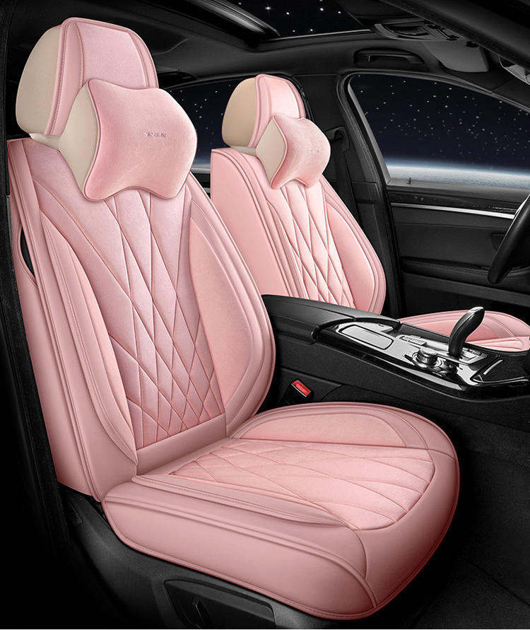 Five-Seater Universal Suede Leather Car Seat Cushion, Fully Enclosed, Wear-Resistant and Comfortable, Universal Car Seat Cover for All Seasons