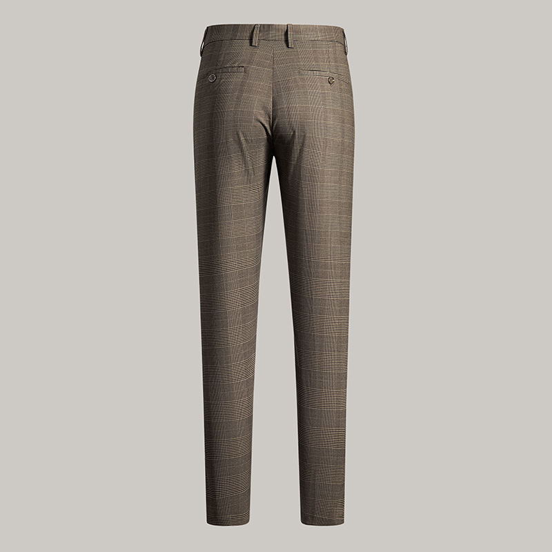 Pantalones de traje a cuadros escoceses pantalones de verano de los hombres delgados flojos rectos de lujo ligero de los hombres pantalones cortos drapeado pantalones Casuales image 4