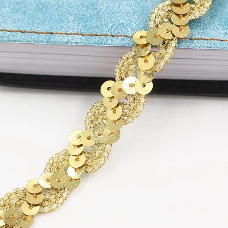 1.5CM ondulado en forma de S lentejuelas lentejuelas con cordones accesorios de ropa de cinta accesorios de ropa de rendimiento de bricolaje al por mayor