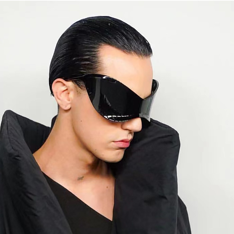 Ballon de sport une pièce à technologie futuriste Y2K, lunettes de soleil punk cool, lunettes hip-hop pour fille épicée, nouvelle collection_voghion.com