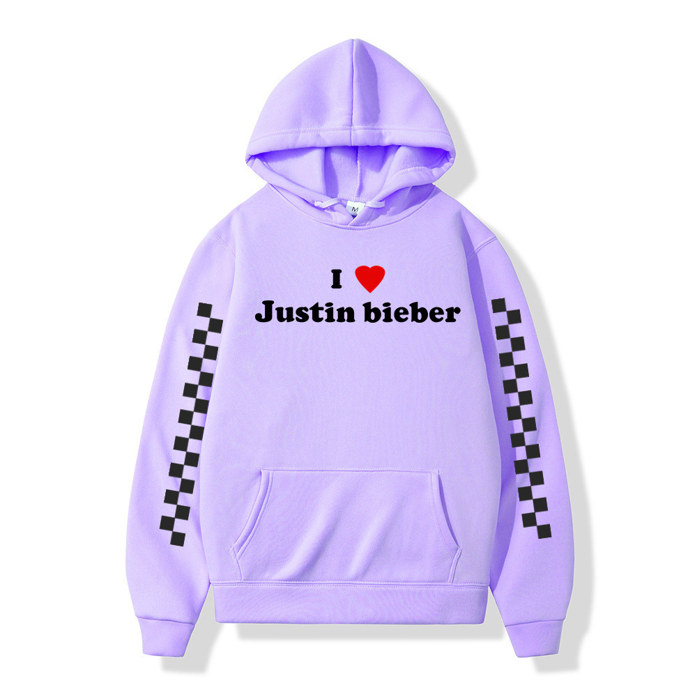 Winter Men Hoodies I love Justin Bieber Pullover Male Hooded