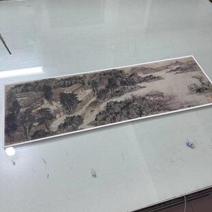 Vintage Calligraphy and Painting of Wang Mengnan Village Cottage, Authentic Chinese Landscape Painting, High-Definition Giclee Print, Antique-Style Framed Hanging Scroll Decorative Art
