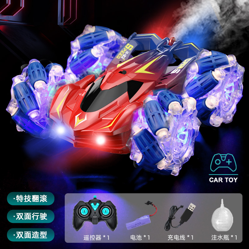 Acrobacias de doble cara a la deriva coche de control remoto iluminación efectos especiales juguetes eléctricos para niños sensor de gestos spray rodante coche de acrobacias