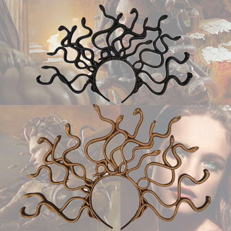 COS simulación en forma de serpiente divertido vestir accesorios de carnaval Medusa Halloween scary Banshee exagerado horror tocado